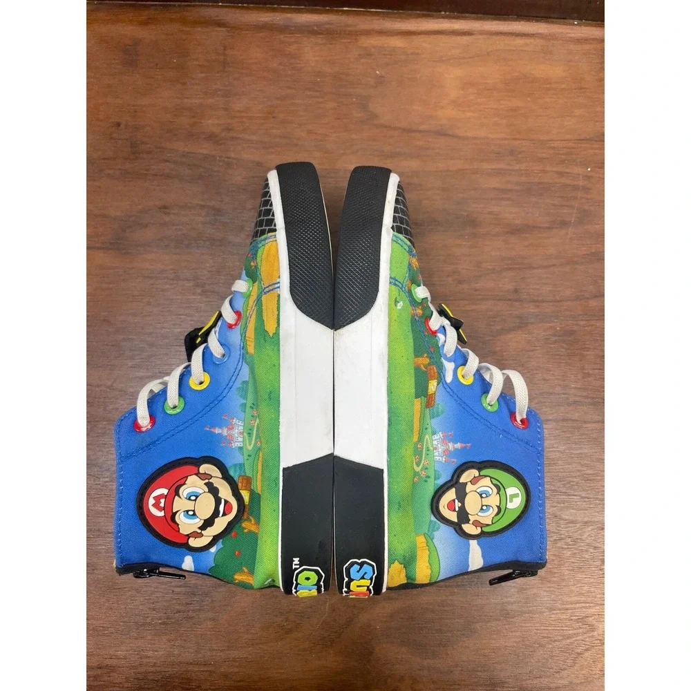 Ground Up Super Mario Kid's Size 2 Casual Shoes Back Zip Sneakers Hightop Clean